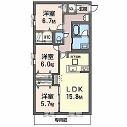 オカバ姫路青山シャーメゾンA 3LDKの間取図画像