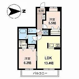 シャーメゾン三国ケ丘 2LDKの間取図画像