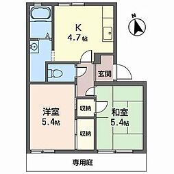 ウエストメドーA棟 2Kの間取図画像