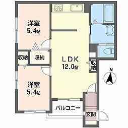 ベレオ甲子園口 2LDKの間取図画像