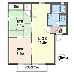 Ｋ．フォーラム 2階2LDKの間取り
