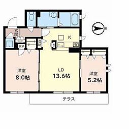 スカイスクレーパー総持寺 2LDKの間取図画像