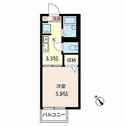サンハイム川中 1Kの間取図画像