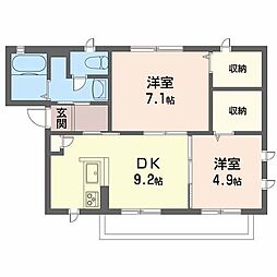 シャーメゾンワイキューブ 2DKの間取図画像