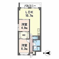 グランベール南高槻 2LDKの間取図画像