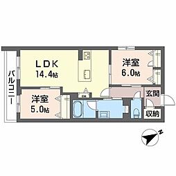 シャーメゾン カレ リアンジュ 2LDKの間取図画像
