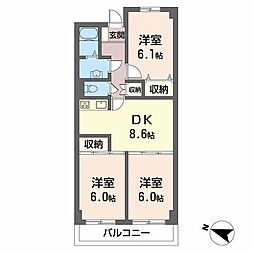 パークサイド伊藤 3DKの間取図画像
