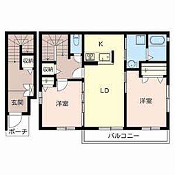 シャーメゾンリーフ1 2LDKの間取図画像