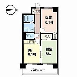 フローラルハイツ明和 2DKの間取図画像