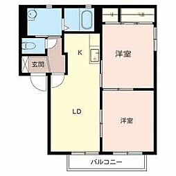 サニーヒル2藤が丘 2LDKの間取図画像