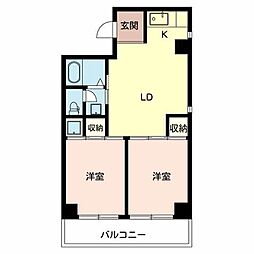クラウンハイツ 2DKの間取図画像