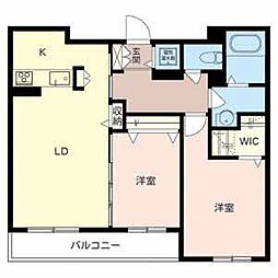 メゾンドソレイユ南桜塚 2LDKの間取図画像