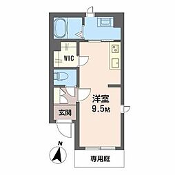 シュヴァル 1階ワンルームの間取り