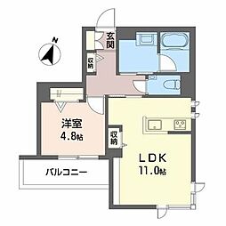 シャーメゾンKNK北野 1LDKの間取図画像