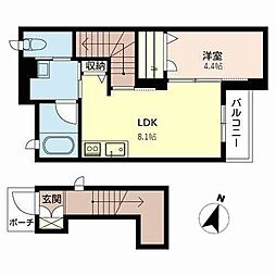 メゾン・ド・山本通 1LDKの間取図画像