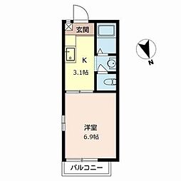 フレールトモエ 1Kの間取図画像
