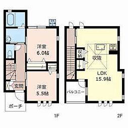 フェリーチェ歌敷島 2LDKの間取図画像