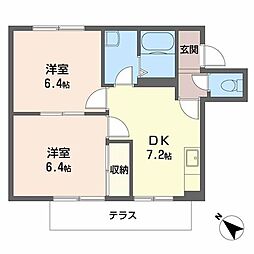 ディアス離宮 2DKの間取図画像