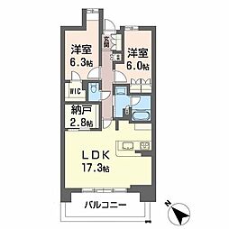 シティタワーグラン須磨鷹取 2SLDKの間取図画像