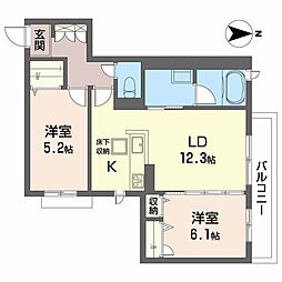 レジェンド太秦 2LDKの間取図画像