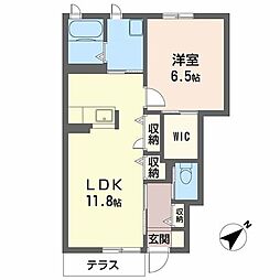 シャトーサイド 1LDKの間取図画像