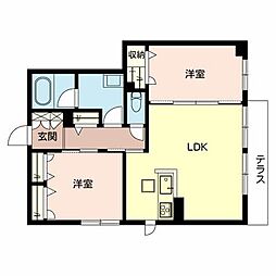 COMETO8 2LDKの間取図画像
