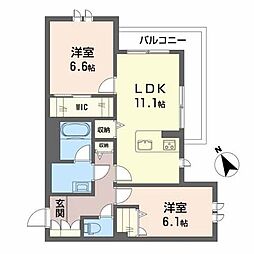 LaMontagne草津 2LDKの間取図画像