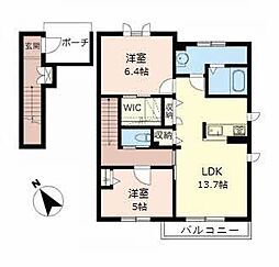 シャーメゾンティエラ 2LDKの間取図画像