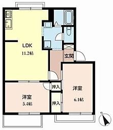 メゾンベルプレ 2LDKの間取図画像