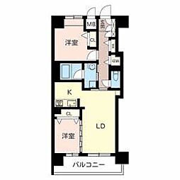 プレミアス新町 2LDKの間取図画像