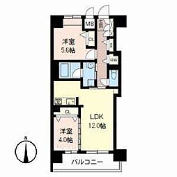 プレミアス新町 2LDKの間取図画像