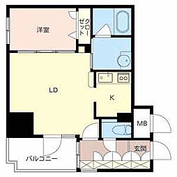 プレミアス新町 1LDKの間取図画像