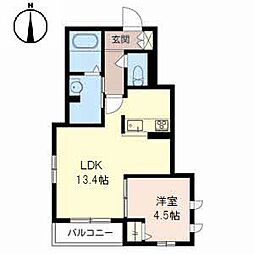 ラルーチェ北堀江 1LDKの間取図画像