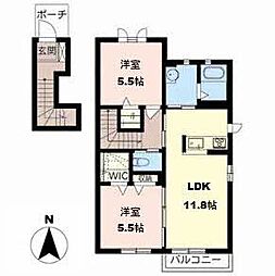 シャーメゾンカワムラ 2LDKの間取図画像