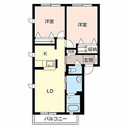 ティアラ・駅南A 2LDKの間取図画像