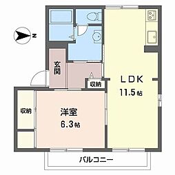 ディアスさかとがはらC棟 1LDKの間取図画像