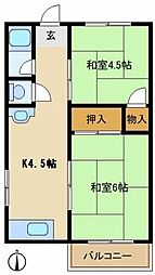 冨永ハイツ 2Kの間取図画像