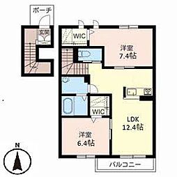 オリエンタル 2LDKの間取図画像