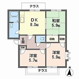 サニー・レジデンス 3DKの間取図画像