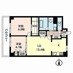 フローラル桃山台 2LDKの間取図画像