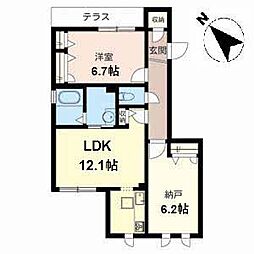メゾンドショコラA棟 1SLDKの間取図画像