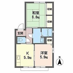 ロジュマンイズミF棟 2Kの間取図画像