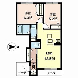 シャーメゾンシリウス 2LDKの間取図画像