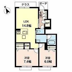 アコージ 2LDKの間取図画像