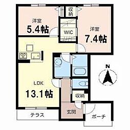 エレガンテシャーメゾン 2LDKの間取図画像