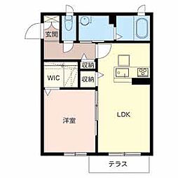 バンビーナ・コートきたまち 1LDKの間取図画像
