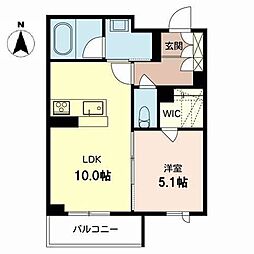 シャーメゾンアサヒ4 1LDKの間取図画像