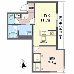シャーメゾンガーデン太秦 1LDKの間取図画像