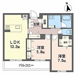 シャーメゾンガーデン太秦 2LDKの間取図画像