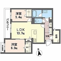 シャーメゾンガーデン太秦 2LDKの間取図画像